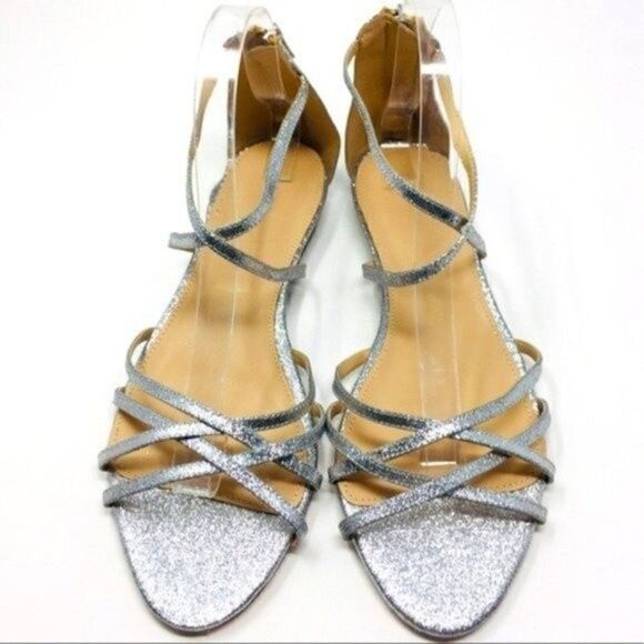 J crew silver glitter gladiator sandal 10 BoxK - Picture 2 of 6